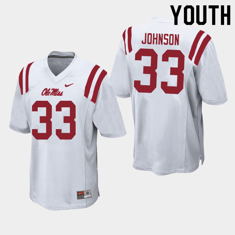 Cedric Johnson Ole Miss Rebels NCAA Youth White #33 Stitched Limited College Football Jersey QJF3658RW